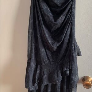 Strapless Asymmetrical black layered dress